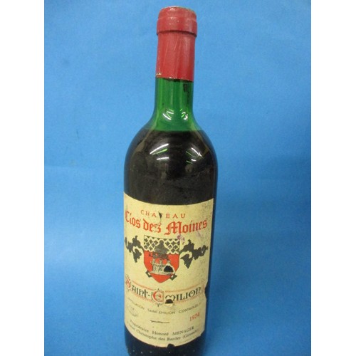 292 - A bottle of 1974 Chateau Clos des Moines Saint Emilion, settled high shoulder, private cellar stored