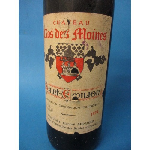 292 - A bottle of 1974 Chateau Clos des Moines Saint Emilion, settled high shoulder, private cellar stored