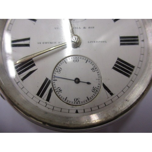 69 - An Edwardian silver cased ‘up & down’ pocket watch, dial marked Thomas Russell & Son, Liverpool, no ... 