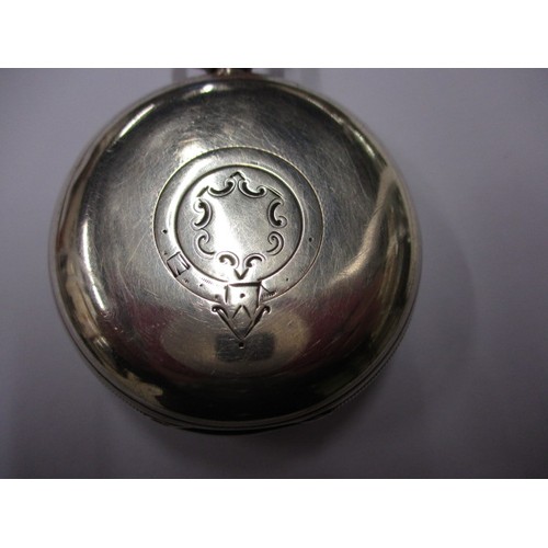 70 - A late 19th century silver pair cased pocket watch, no key and second hand missing, with profuse got... 