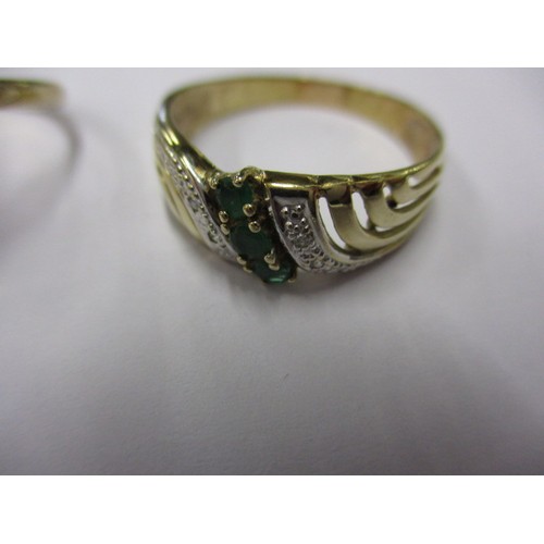 23 - 3 rings, 2 hallmarked 9ct and one yellow metal. Set with various stones. In used condition. Approxim... 