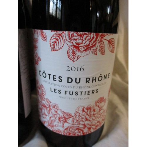 286 - 12 Bottles of wine. 6 bottles of 2016 Cotes du Rhone Les Fustiers and 6 bottles of Majestic loves Sh... 