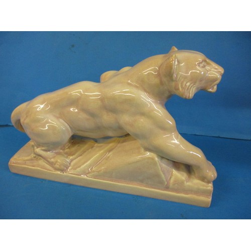 193 - A 1930s French art deco ceramic panther model, approx. length 42cm marked ODYV to base, in good cond... 