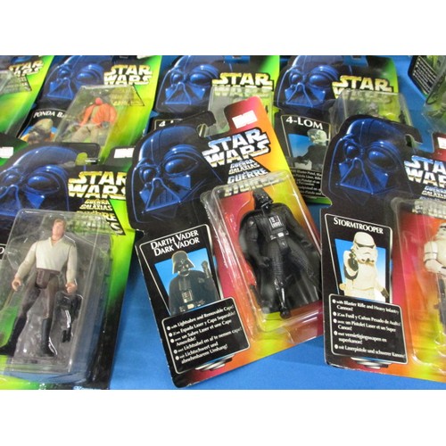 157 - A large quantity of vintage Star Wars figures, most in original blister packs, some folding and mark... 