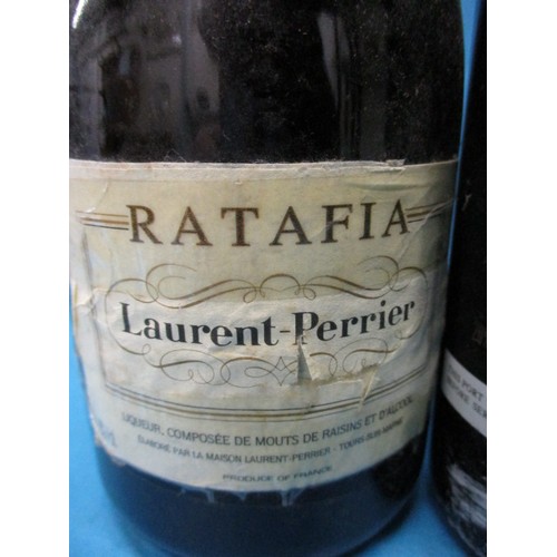 287 - A bottle of 1986 Churchill’s Crusted port and a bottle of Ratafia Laurent Perrier