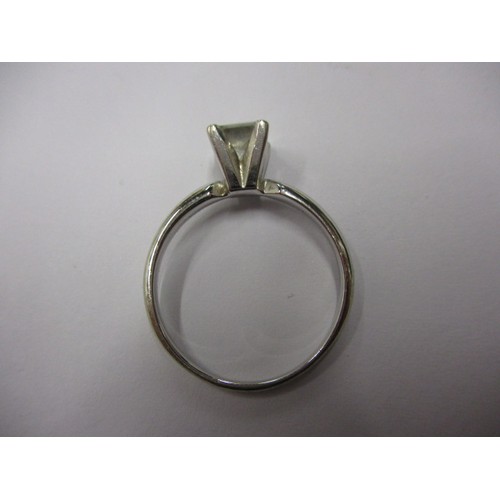 9 - An American 14ct white gold square cut diamond solitaire ring, the stone being approx. 0.7ctw, appro... 