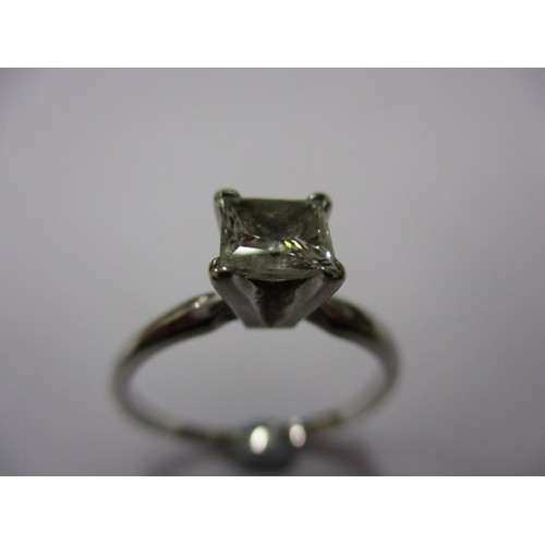 9 - An American 14ct white gold square cut diamond solitaire ring, the stone being approx. 0.7ctw, appro... 