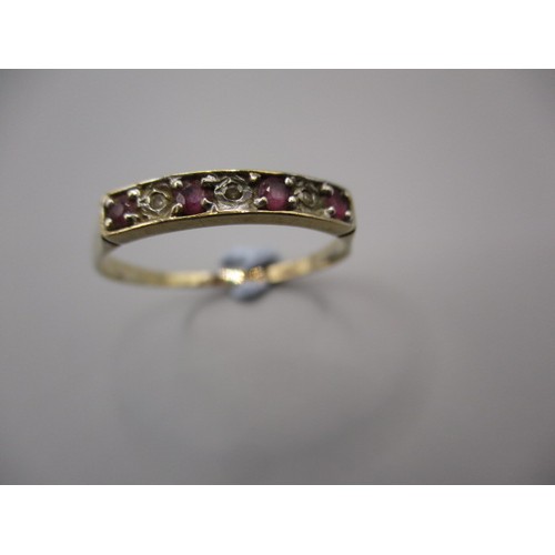 3 - A vintage 9ct yellow gold, diamond and ruby? Half eternity ring, approx. ring size ‘R’ approx. weigh... 