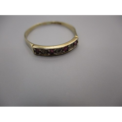 3 - A vintage 9ct yellow gold, diamond and ruby? Half eternity ring, approx. ring size ‘R’ approx. weigh... 