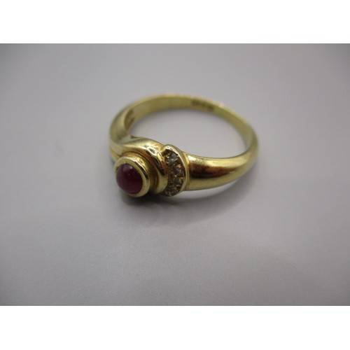 4 - An 18ct yellow gold ring with central cabochon ruby? Approx. ring size ‘P’ approx. weight 5.2g in go... 