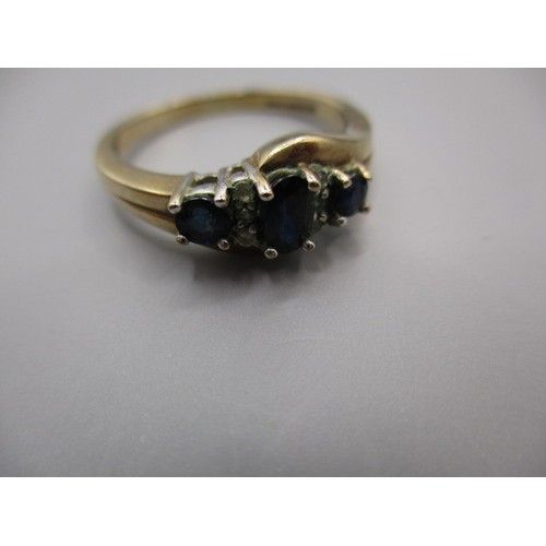 7 - A vintage 9ct yellow gold, diamond and sapphire ring, approx. size ‘P’ approx. weight 2.8g in good p... 