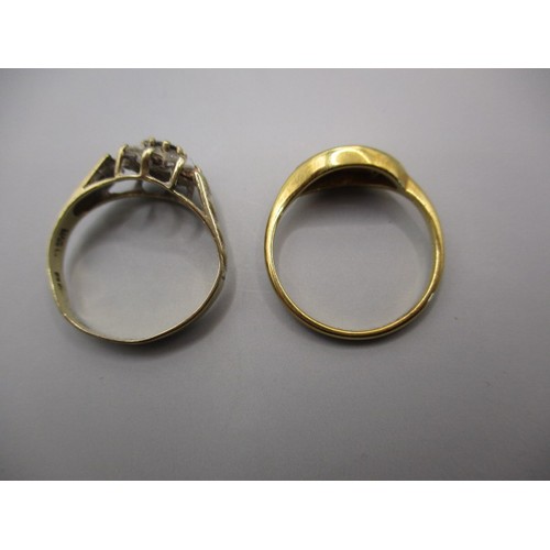 57 - 2 Vintage 9ct gold rings, approx. combined weight 3.3g approx. ring size ‘J’ in used condition