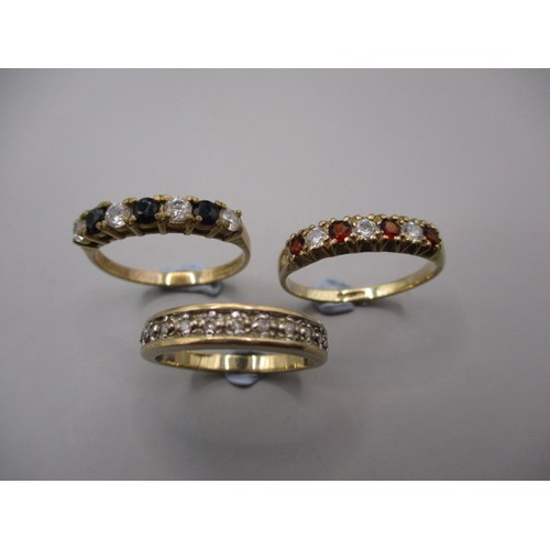 56 - 3 gold rings, all marked for 9ct, approx. parcel weight 5.4g in used condition and various sizes