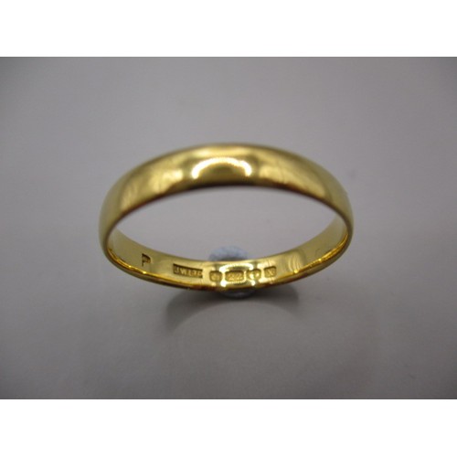 53 - A 22ct yellow gold wedding band, approx. ring size ‘P’ approx. weight 2.7g approx. width 3.25mm in g... 