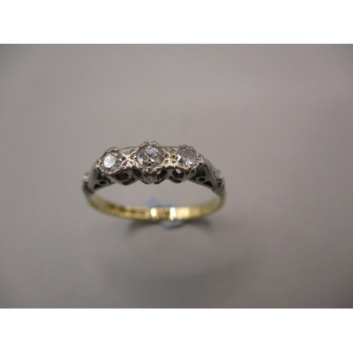 25 - A Victorian 18ct yellow gold, platinum 3 stone diamond ring, approx. ring size ‘O’ approx. weight 2.... 