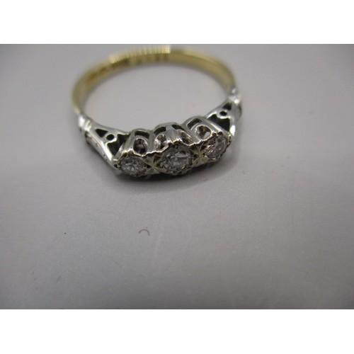 25 - A Victorian 18ct yellow gold, platinum 3 stone diamond ring, approx. ring size ‘O’ approx. weight 2.... 