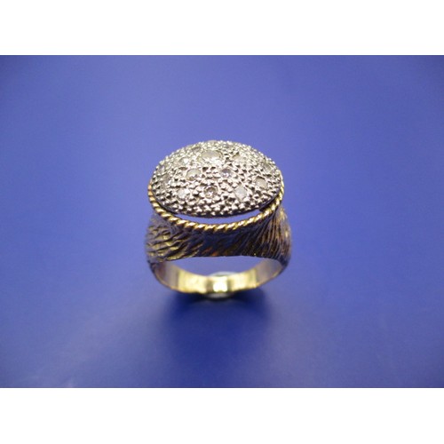 34 - An unmarked yellow gold and diamond ring, tested as approx. 18ct, approx. ring size ‘N’ approx. weig... 