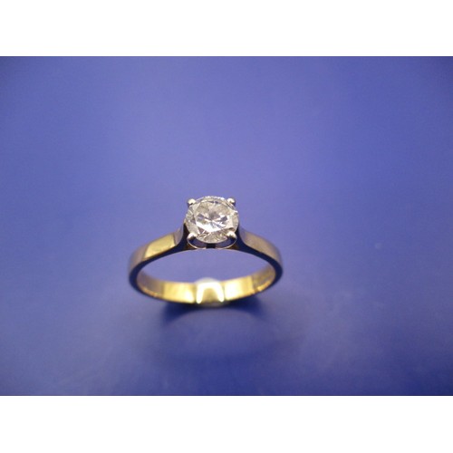 37 - An 18ct yellow gold diamond solitaire ring, approx. stone size 5.1mm across girdle, approx. ring siz... 