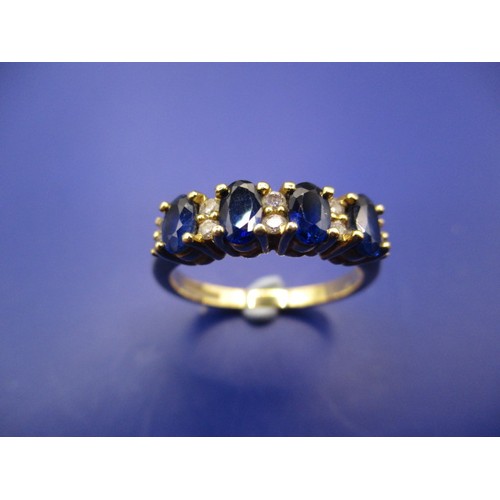 38 - An 18ct yellow gold diamond and sapphire ring, approx. ring size ‘O’ approx. weight 4g in good pre-o... 
