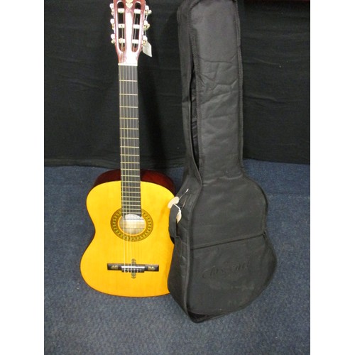 A Herald acoustic guitar, model HL44, with soft travel case, a pre-owned item