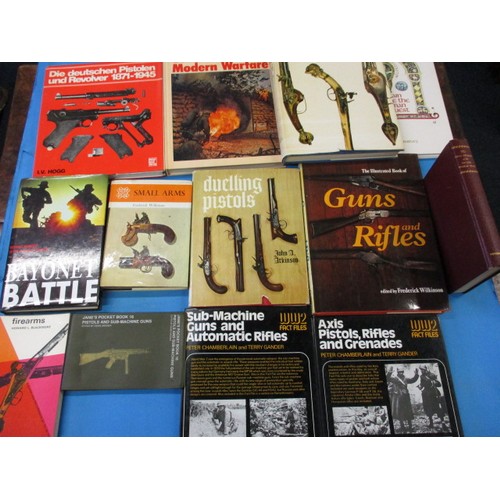 A quantity of vintage books on firearms and warfare, all in used condition
