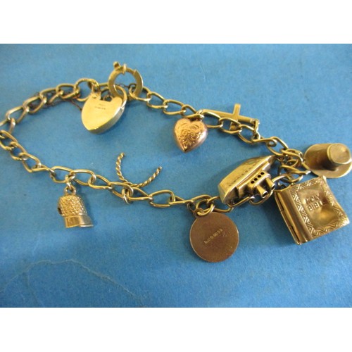 57 - A 9ct yellow gold charm bracelet, approx. weight 14.4g in well used condition
