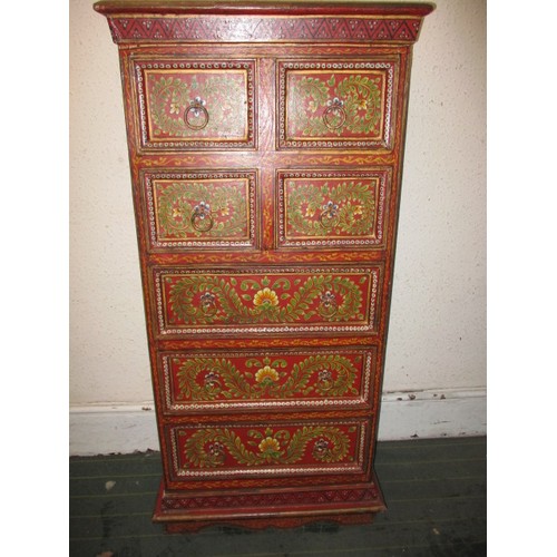 324 - A Chinese hand painter chest of 7 drawers in good pre-owned condition with light use related marks, ... 