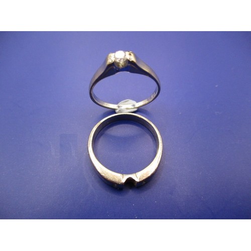 39 - Two 18ct white gold rings, approx. combined weight 5.9g both having stones deficient, approx. ring s... 