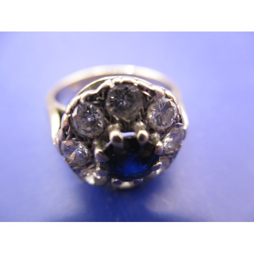 8 - A vintage 18ct gold, diamond and sapphire cluster ring, approx. ring size ‘H’ approx. weight 5g in g... 