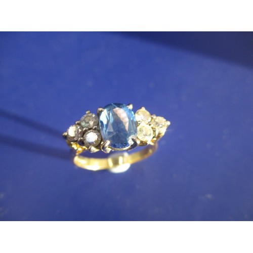 12 - ***An 18ctyellow gold sapphire and diamond cluster ring, approx. ring size Q, approx. weight 5.2g th... 