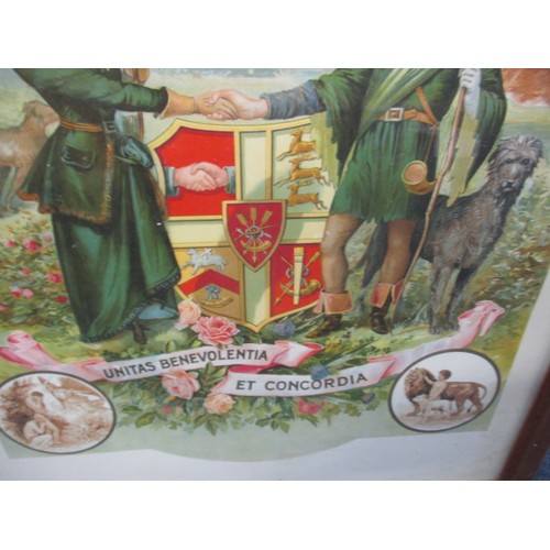 307 - A polychrome ancient order of foresters poster in glazed frame. Approx. size 79x59cm