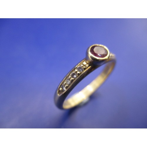 21 - A vintage 18ct yellow gold, diamond and ruby? Dress ring, approx. ring size ‘N’ approx. weight 2.5g ... 