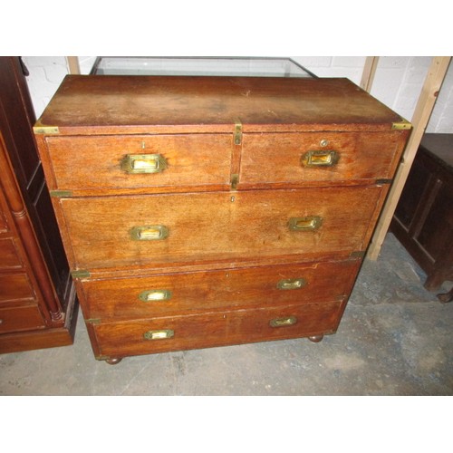 319 - A 19th century oak military officers campaign chest, provenance by direct decent of at least 4 gener... 