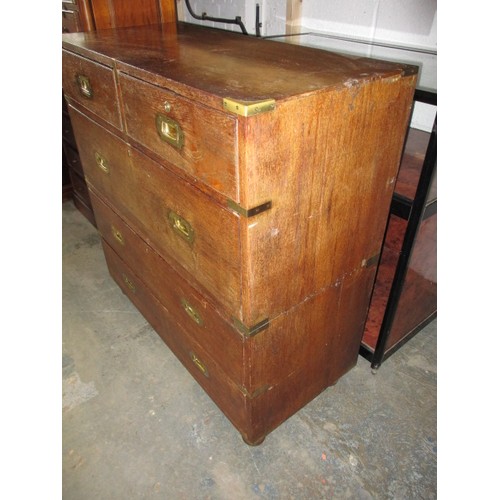 319 - A 19th century oak military officers campaign chest, provenance by direct decent of at least 4 gener... 