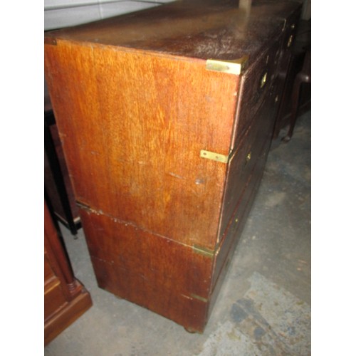 319 - A 19th century oak military officers campaign chest, provenance by direct decent of at least 4 gener... 