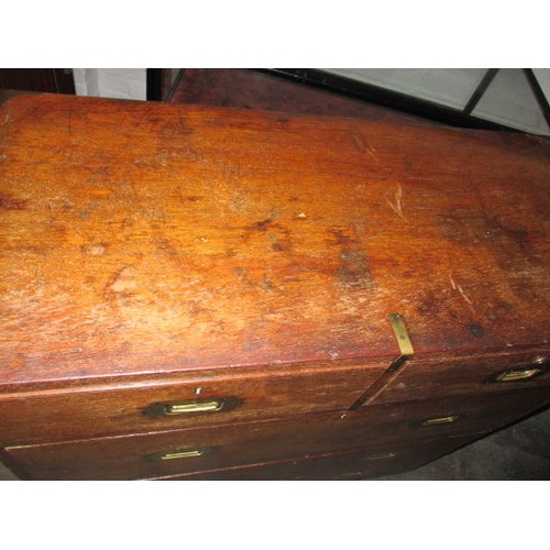 319 - A 19th century oak military officers campaign chest, provenance by direct decent of at least 4 gener... 