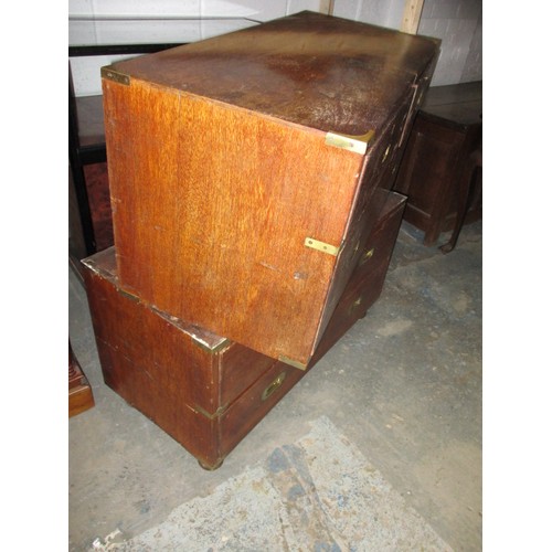 319 - A 19th century oak military officers campaign chest, provenance by direct decent of at least 4 gener... 