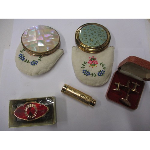 Two vintage powder compacts and other items, includes examples by Stratton, all in good pre-owned condition