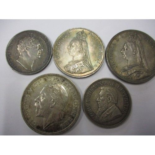 102 - A parcel of William IIII and later silver and part silver coins, to include an 1836 half crown and a... 