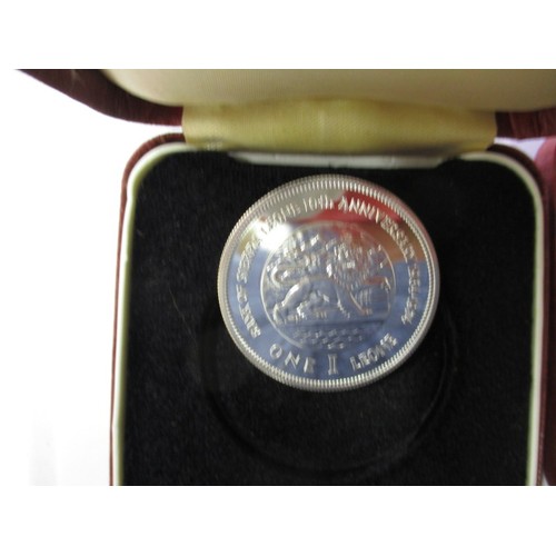 104 - 4 Sterling silver proof one Leone coins special 10th anniversary issue 1974 from the Royal Mint for ... 