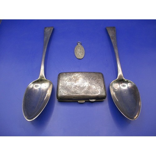 120 - A pair of George III sterling silver serving spoons, hallmarked London 1807/08 makers mark for Samue... 