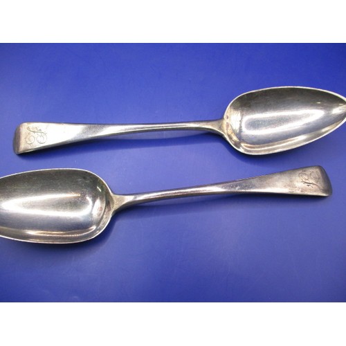 120 - A pair of George III sterling silver serving spoons, hallmarked London 1807/08 makers mark for Samue... 