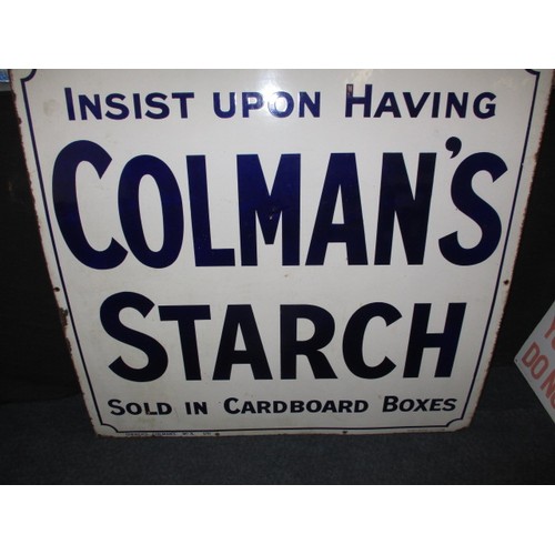 264 - An early 20th century enamel advertising sign for Colman’s Starch, approx. size 96x91cm a good clean... 