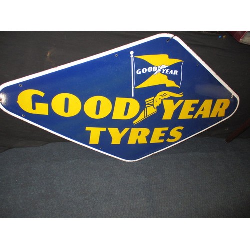 267 - A large vintage enamel advertising sign for Good Year Tyres, being lozenge shaped, approx. size 152x... 