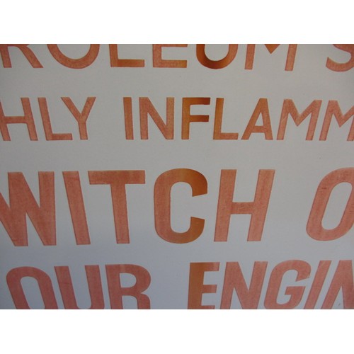 268 - A vintage enamel garage forecourt warning sign, approx. size 51x46cm in good condition with some col... 