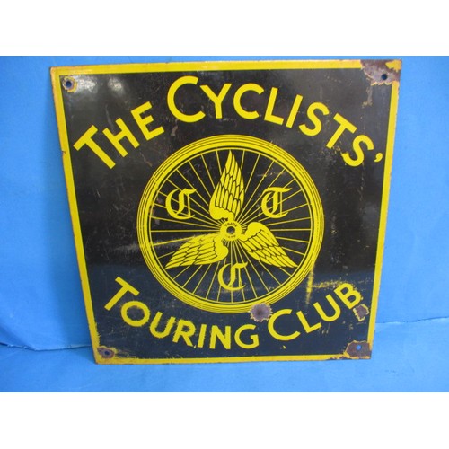 263 - A vintage enamel sign for The Cyclists’ Touring Club, approx. size 40x40cm a good clean example with... 