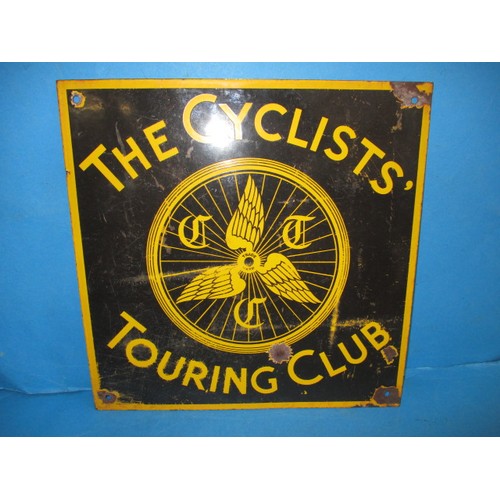 263 - A vintage enamel sign for The Cyclists’ Touring Club, approx. size 40x40cm a good clean example with... 