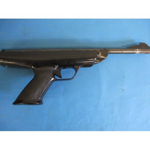 219 - A vintage BSA Scorpion .22 break barrel air pistol, in working order having no rear sight and genera... 