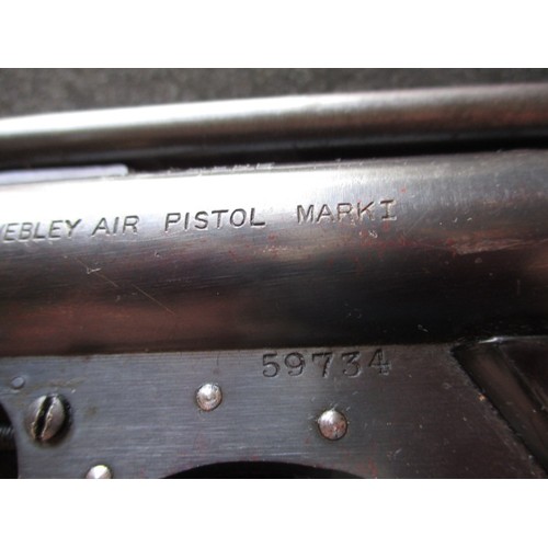 223 - A vintage Webley & Scott “MARK 1” .177 top loading air pistol, in working order with use related mar... 