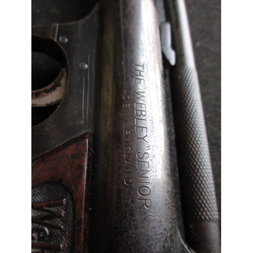 224 - A vintage Webley & Scott “Senior” .177 top loading air pistol, in working order with use related mar... 